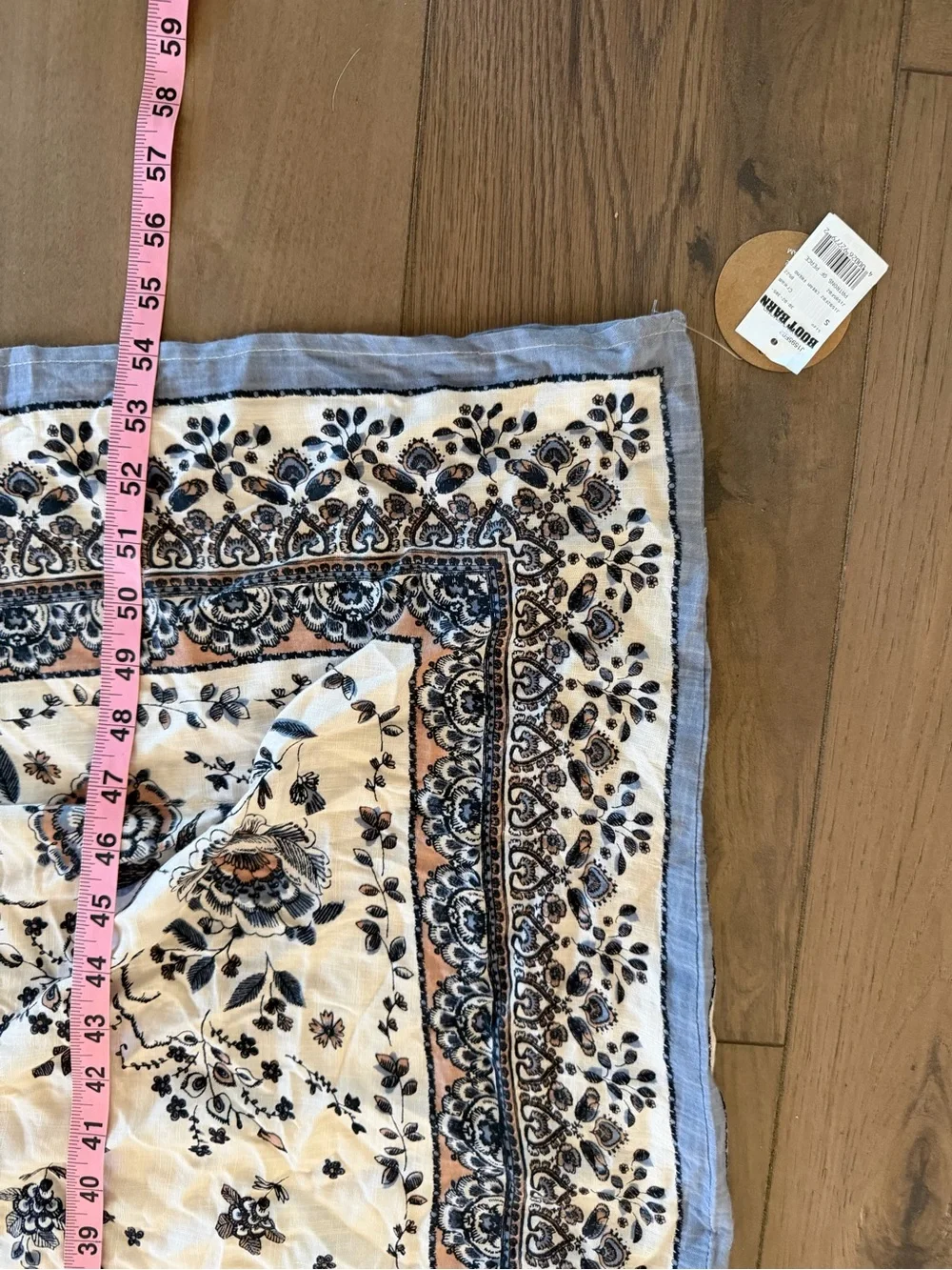 Patrons of Peace Boho Floral Kimono in Cream and Blue, Small